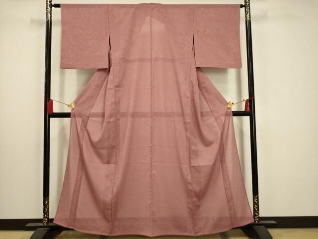 平和屋着物＊夏物 色無地 絽 流水文紗 退紅色 洗える着物 ♥ AABA5608sx