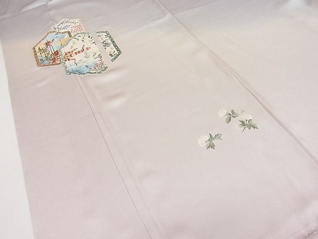 平和屋1□極上 訪問着 手刺繍 亀甲鷺草花文 暈し染め 逸品 未使用