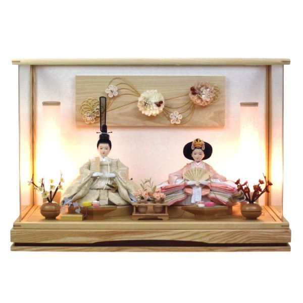 雛人形アクリルケース飾り 間口51cm奥行29cm高さ35cm 親王ケース飾り YN1290HC ひな人形 ナチュラル アクリルケース 木目