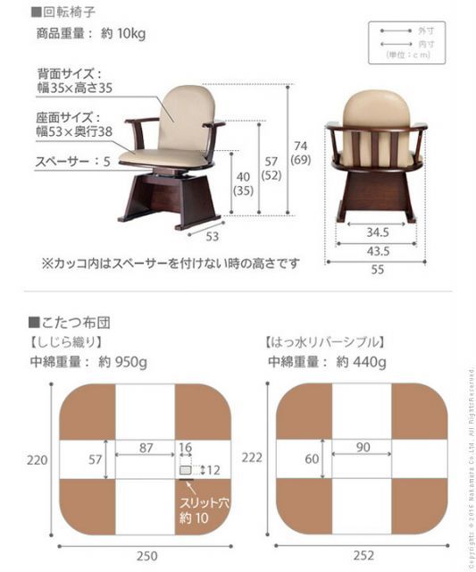 こたつ本体 省スペース布団