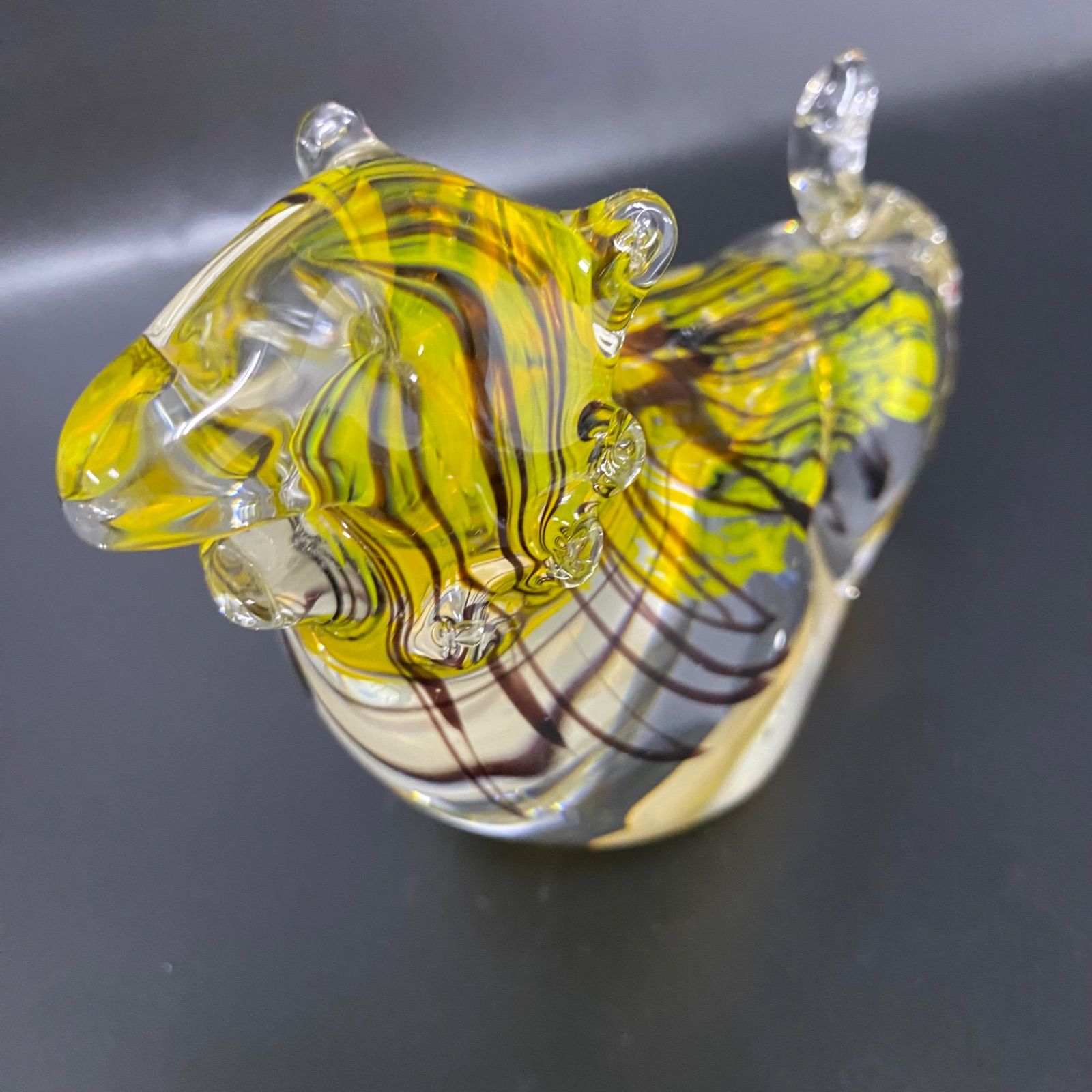 マルティグラス 虎？ 希少・美品】Multi Glass マルティグラス 虎 トラ ガラス工芸品