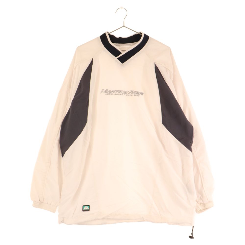 MARTINE ROSE (マーティンローズ) Sports Logo Embroidered Pullover スポーツ ロゴ刺繍プルオーバー  セーター トラックトップス ドローコード ホワイト