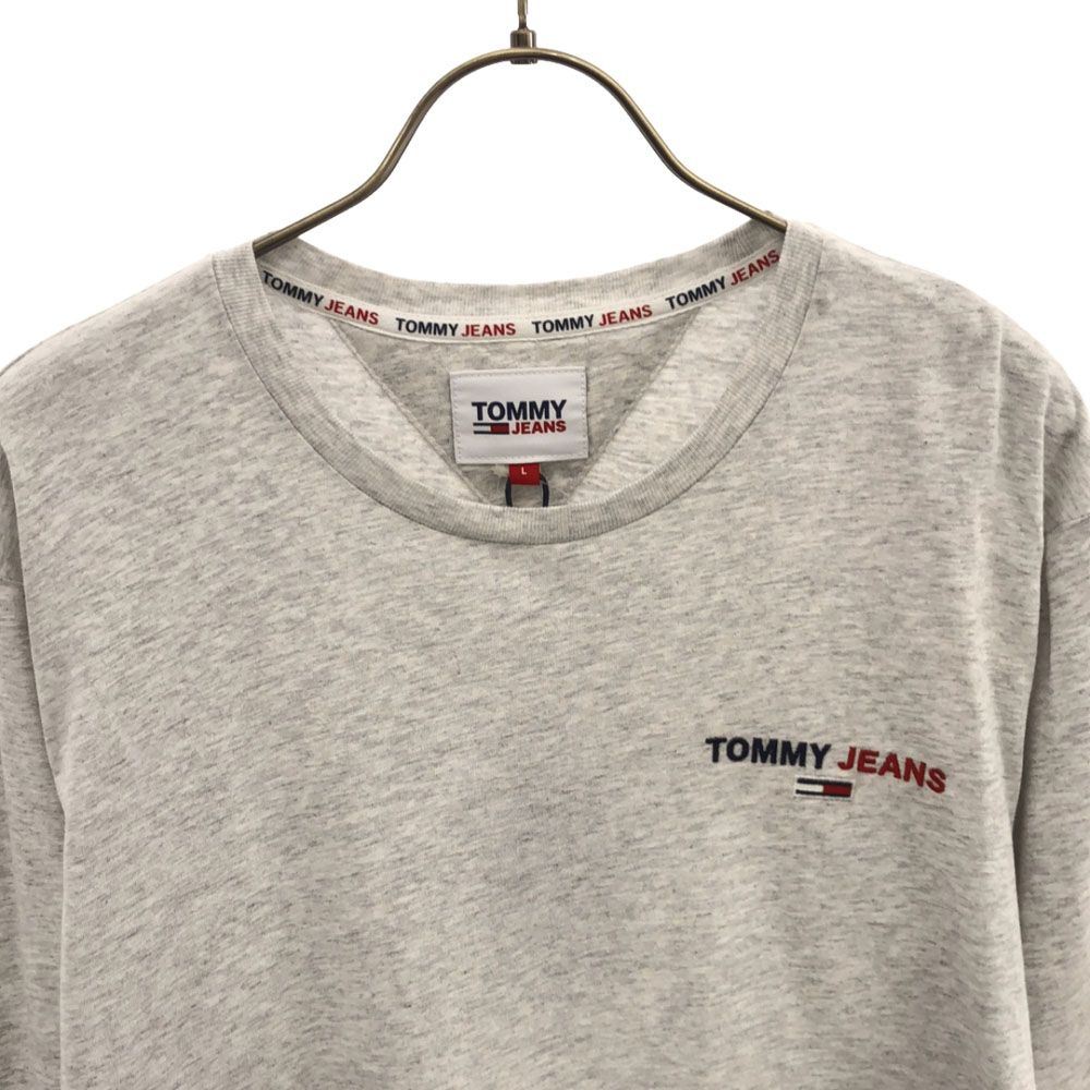 未使用 トミージーンズ 刺繍 長袖 Tシャツ L グレー TOMMY JEANS TOMMY HILFIGER ロンT タグ付き メンズ