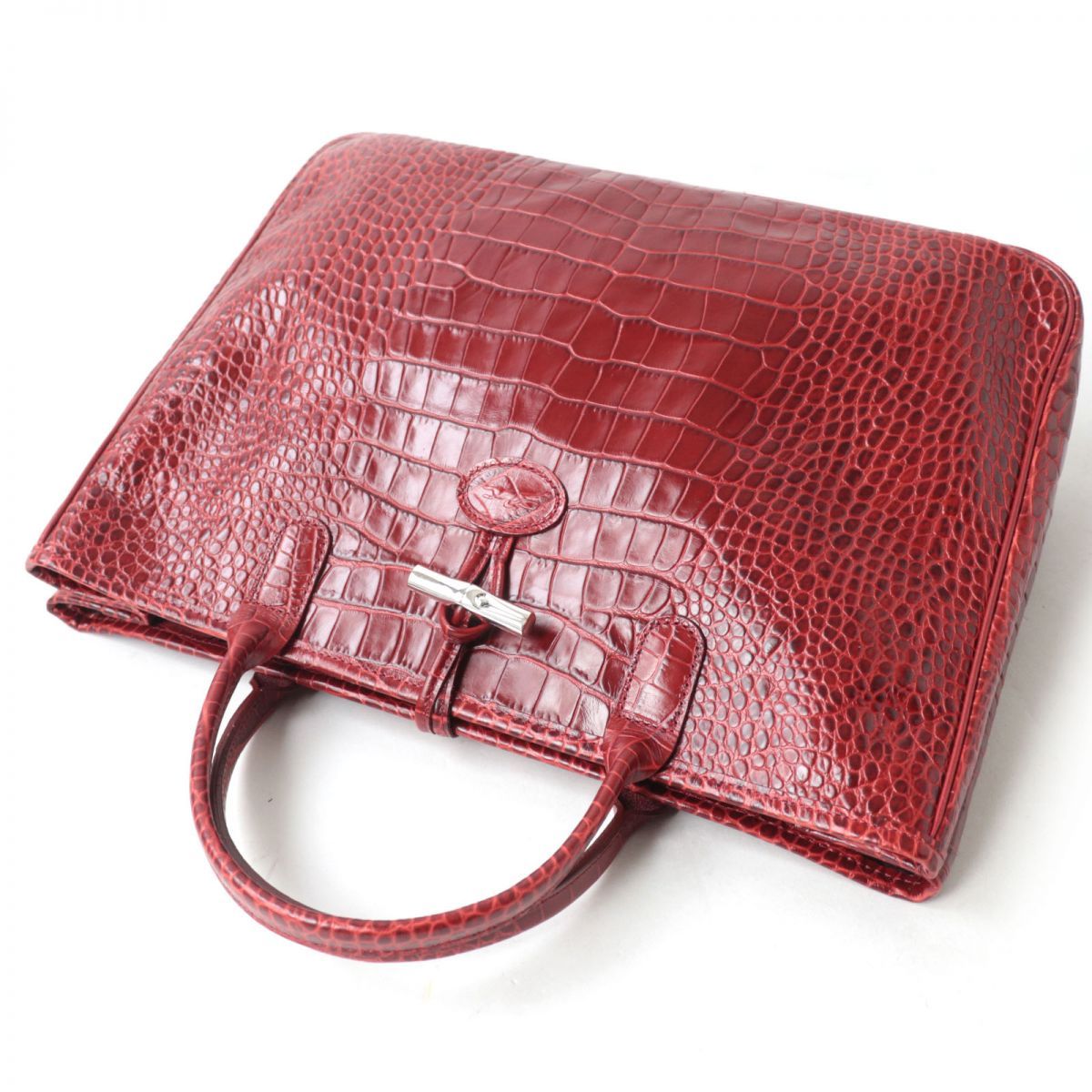 【極美品✨】 ロンシャン ロゾ トートバッグ クロコ 型押し レザー ブラウン 極美品☆LONGCHAMP ロンシャン ロゾ クロコ型押し レザー トート