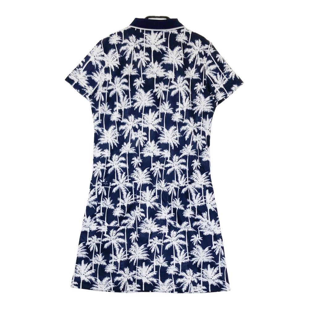 サイズ M CALLAWAY キャロウェイ 半袖ポロ ワンピース ヤシの木 総柄 ネイビー系 240101454264 ゴルフウェア レディース ストスト