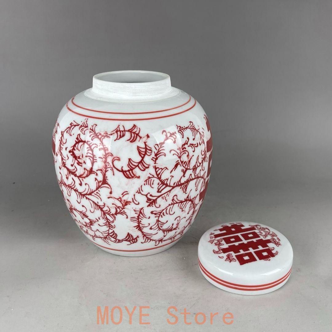 景徳鎮 陶磁器 喜字将軍缶茶筒 装飾品 工芸品 置物 景徳鎮 陶磁器 喜字将軍缶茶筒 装飾品 工芸品 置物