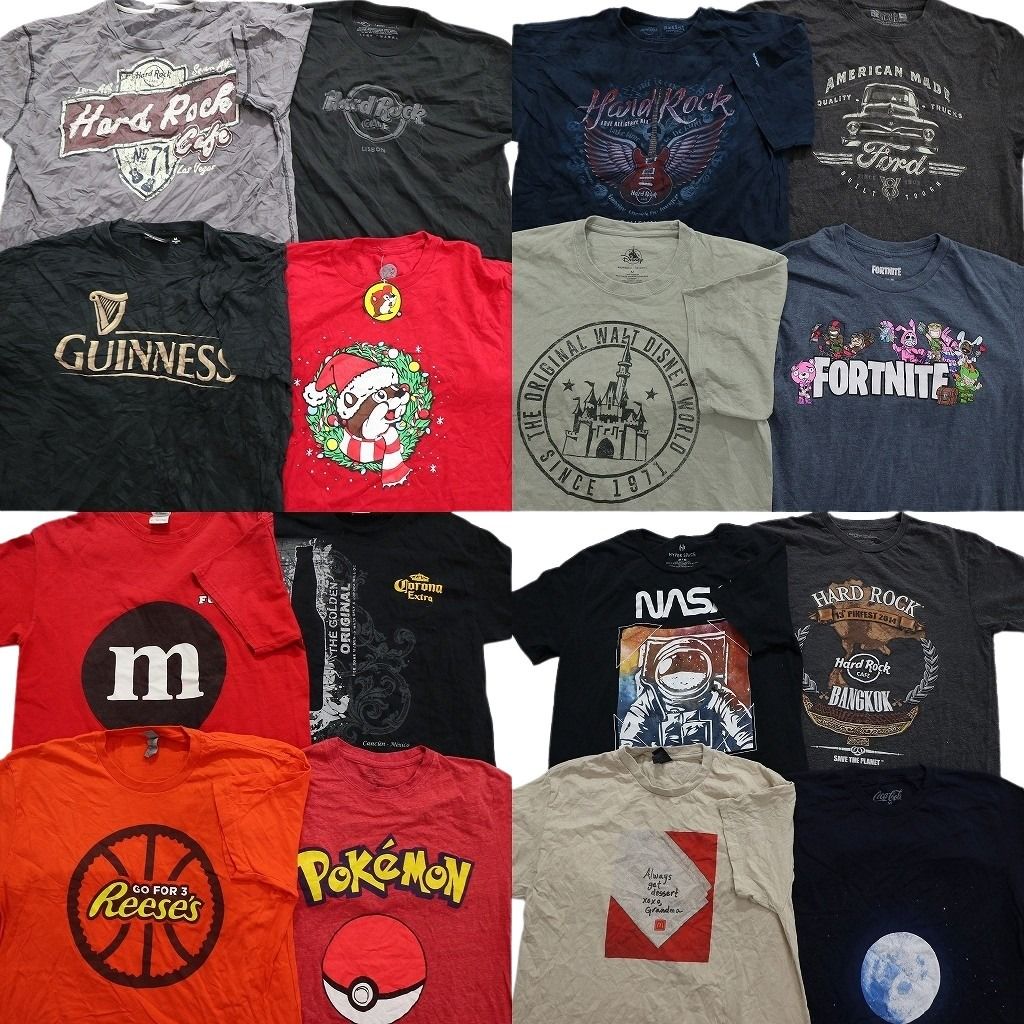 古着卸 有名企業 半袖Tシャツ 16枚セット メンズ Ｍ バッキーズ ハードロックカフェ NASA コロナ 古着 NA2675
