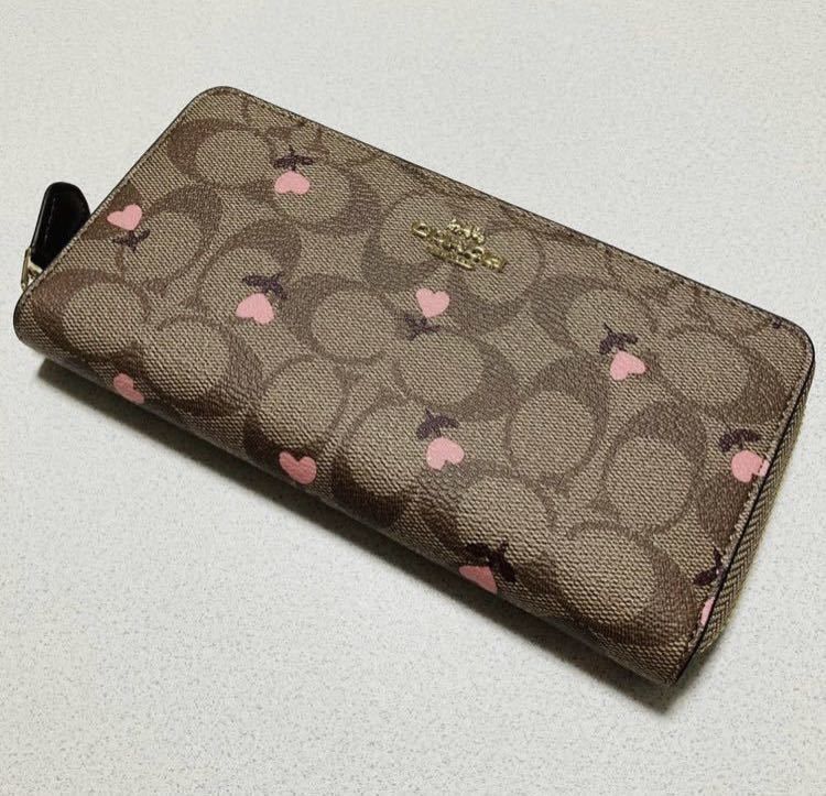 ☆ COACH コーチ 長財布 C3288 カーキ シグネチャー ハートフローラル