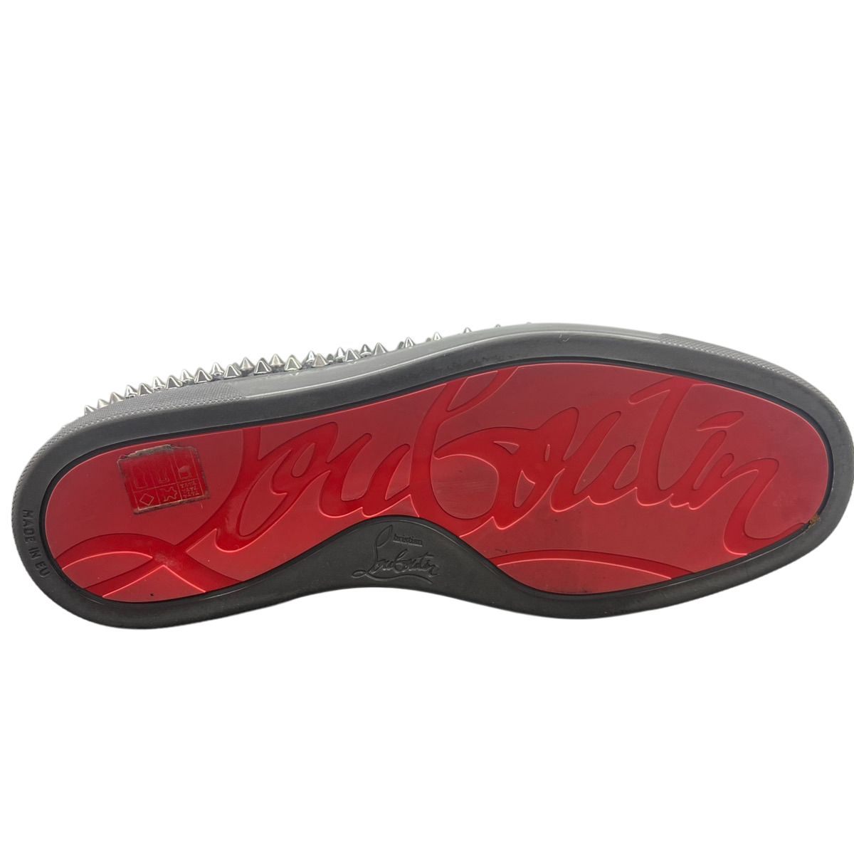 Christian Louboutin クリスチャンルブタン スリッポン スタッズ 迷彩柄 カモフラ EUサイズ41 日本サイズ26 26.5 cm前後 フェルト グレー ブラック 靴 シューズ ABランク 鑑定済 ルブタンシューズ