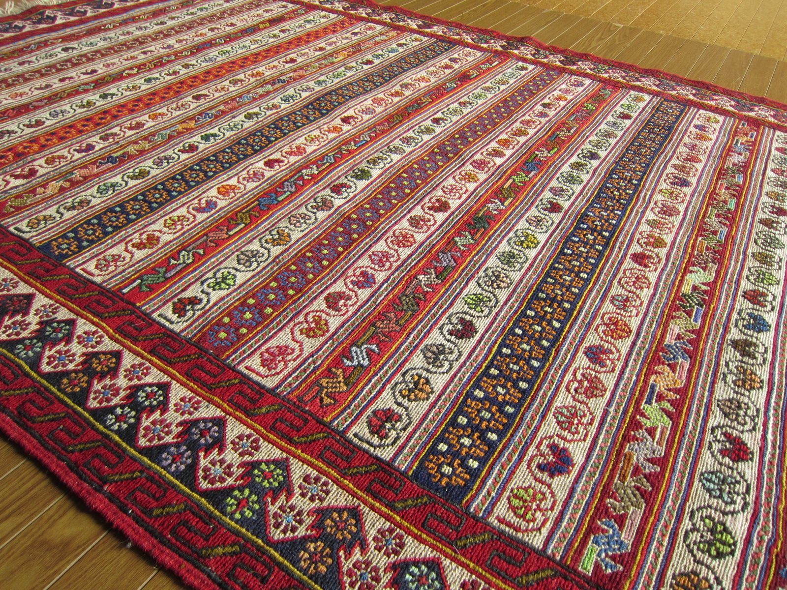200×121】イラン直輸入☆アゼルバイジャン産キリム・KILIM□2086-310-36