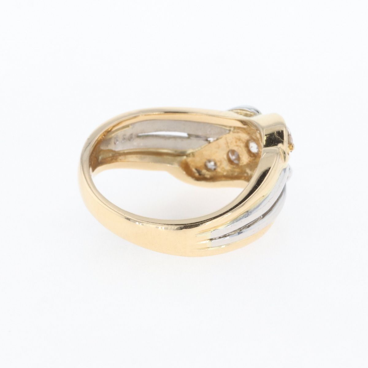メレダイヤ デザインリング K18 イエローゴールド プラチナ 指輪 