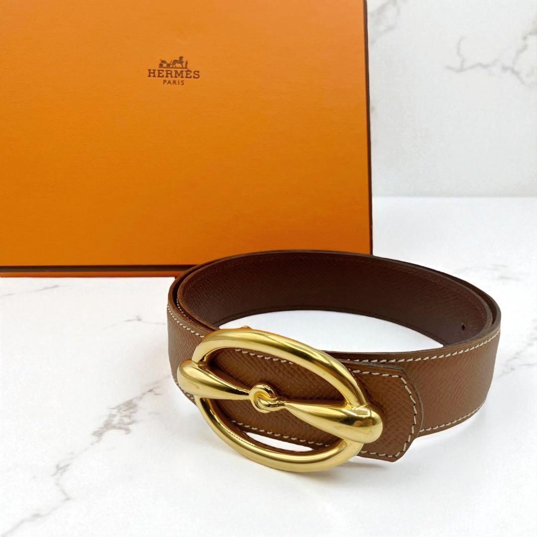 エルメス ベルト ホースビット 70 ブラウン ゴールド金具
