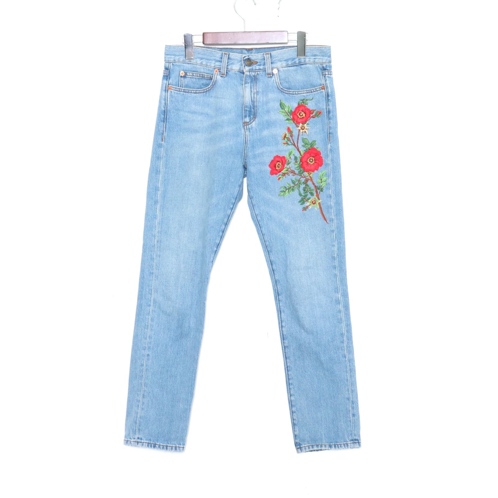 GUCCI エンブロイダリー フラワー刺繍デニムパンツ 24 - メルカリ