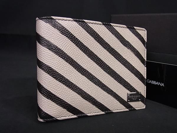 新品未使用 DOLCE＆GABBANA ドルチェu0026amp;ガッバーナ レザー 二つ折り 財布 ウォレット 札入れ ブラック系×ベージュ系 BJ2504 