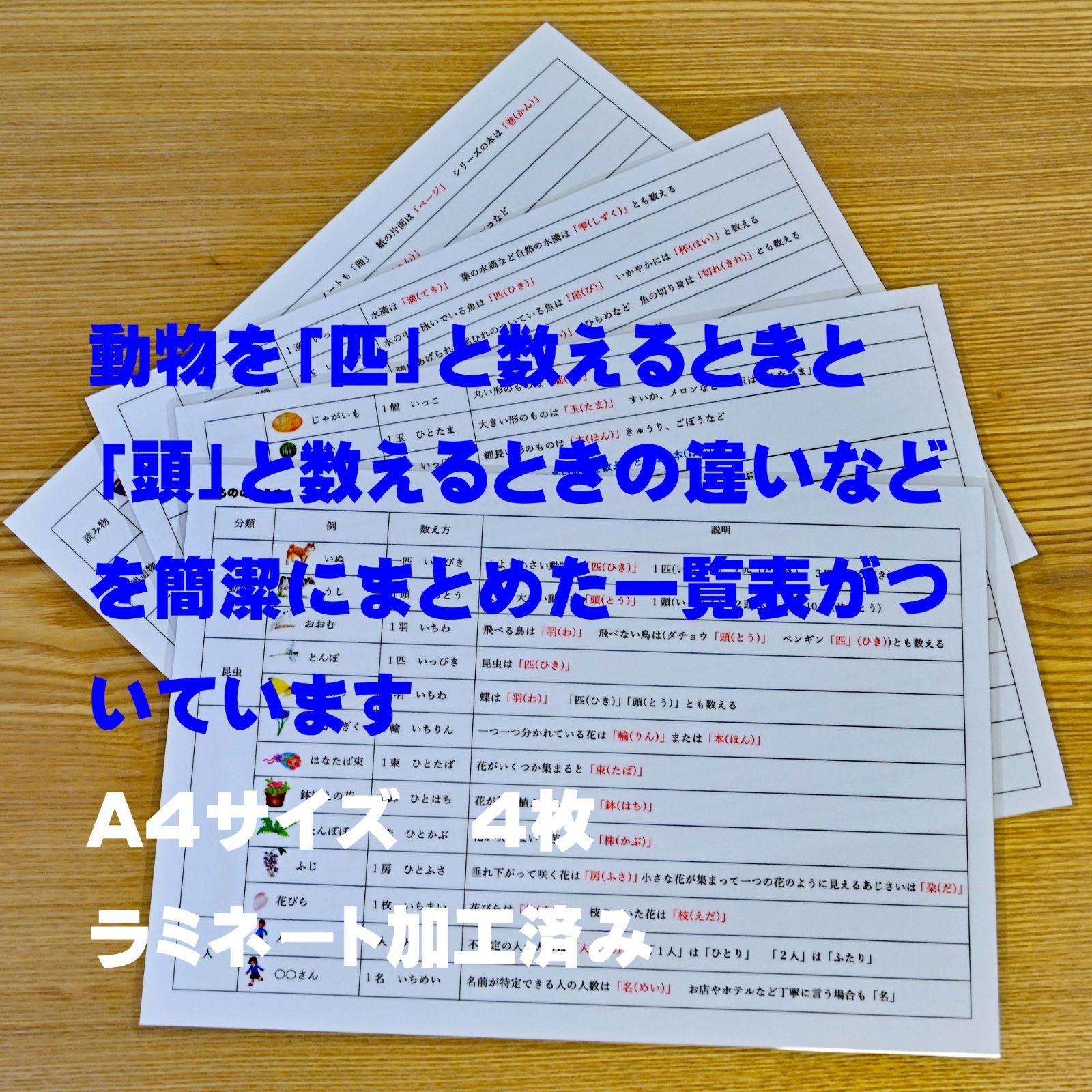 ものの数え方カード 説明書付き 数え方に １～５の数の学習に - メルカリ