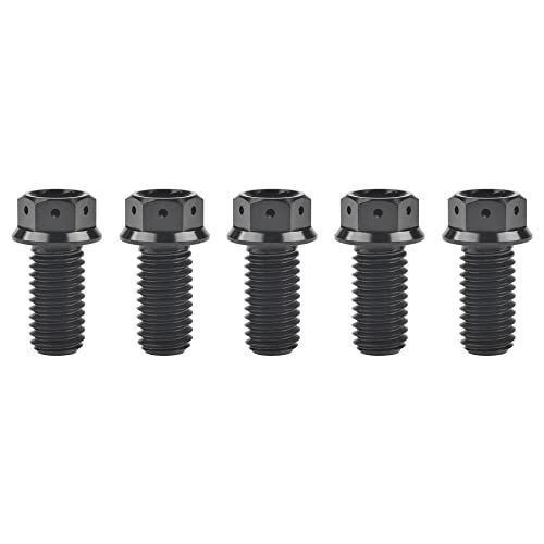 M8x15mm_ブラック チタンボルト M8x 15 20 25 30 35 40 45 50 55mm フランジインナー六角頭ネジ オートバイブレーキキャリパー用 5個 (M8x15mm， ブラック)