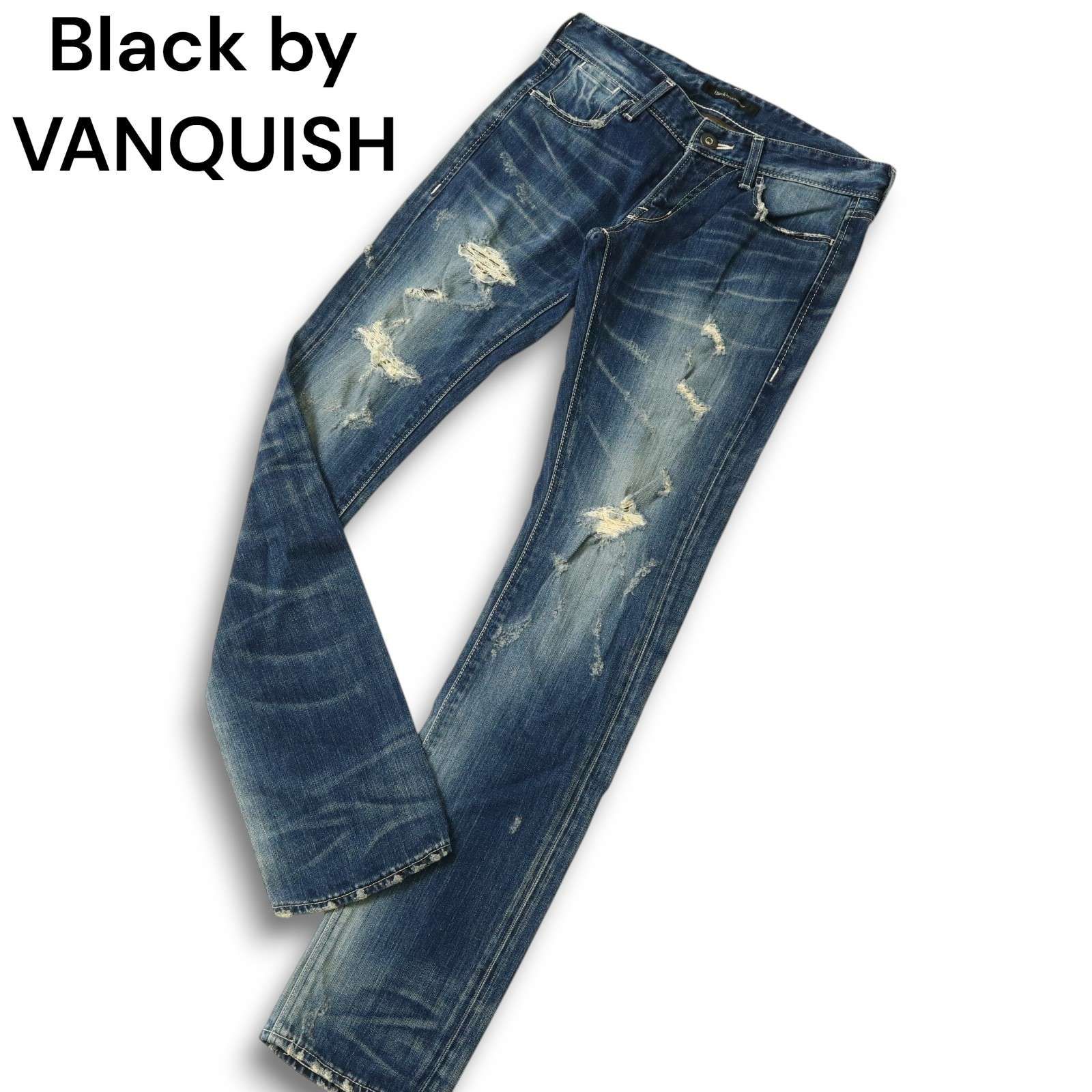 Black by VANQUISH ヴァンキッシュ 通年 ダメージ加工 ストレッチ 