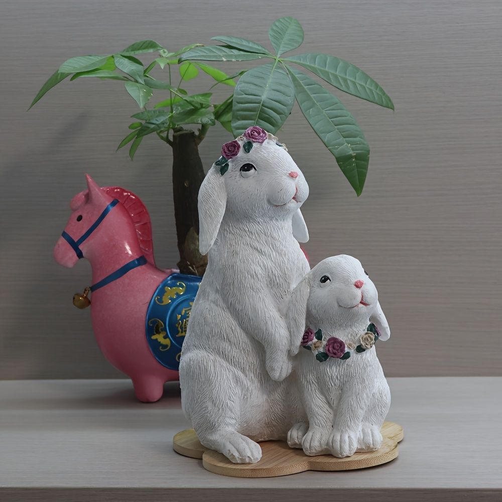 置物 オブジェ ガーデンオーナメント ウサギの親子 うさぎ ラビット 白 ホワイト 屋外 屋内 インテリア 玄関 リビング ダイニング 装飾 庭 ガーデニング 装飾 ガーデン ギフト インテリア用品 贈り物 雑貨 樹脂