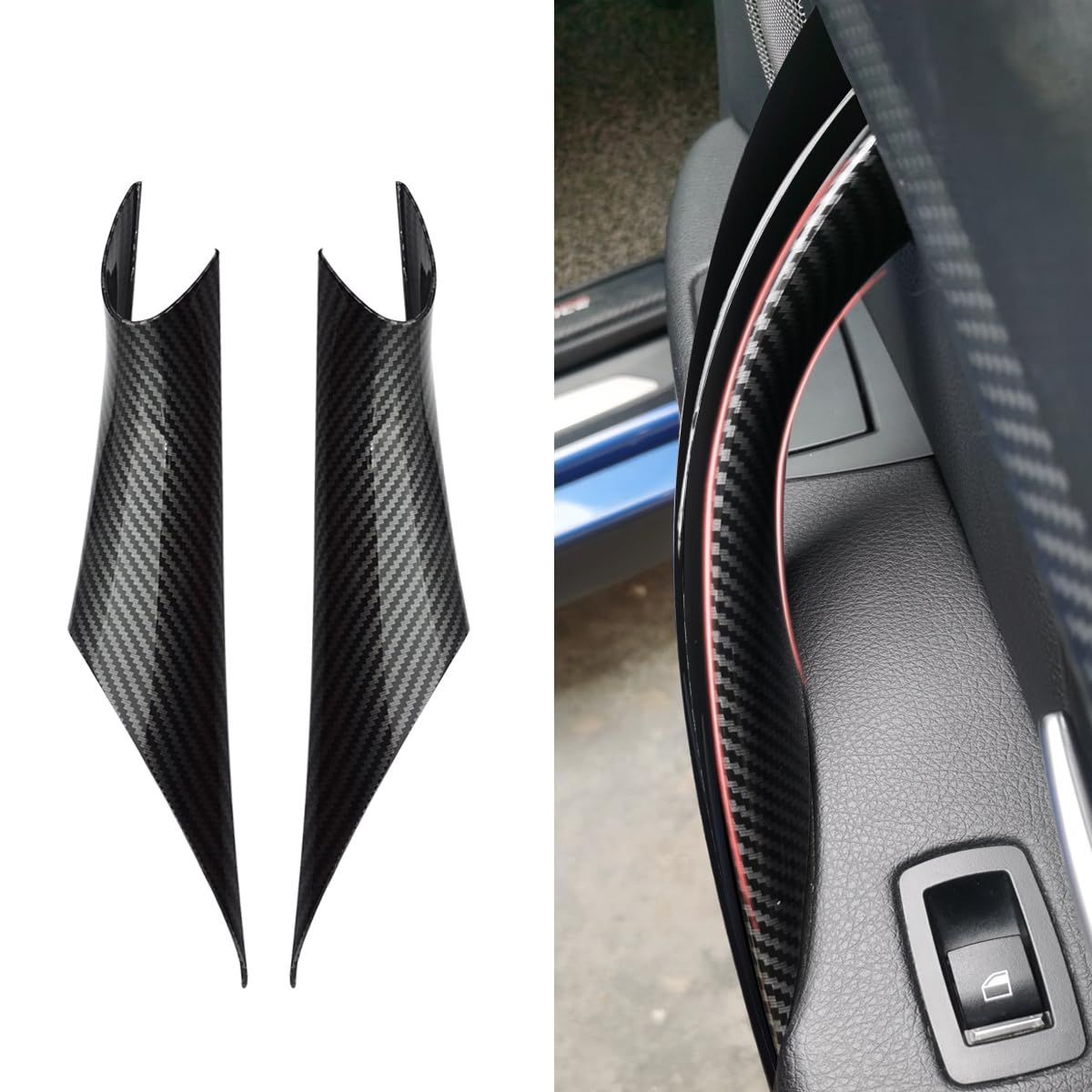 【在庫セール】ZdeduoCar BMW向け 専用設計3シリーズF30 F31 F34 F80（2012-2018）4シリーズF32 F33 F36 F82 F83(2014-2017)カーボン柄ドアハンドルカバー、用内部ドアハンドルカバー 左右1個ずつ（カー