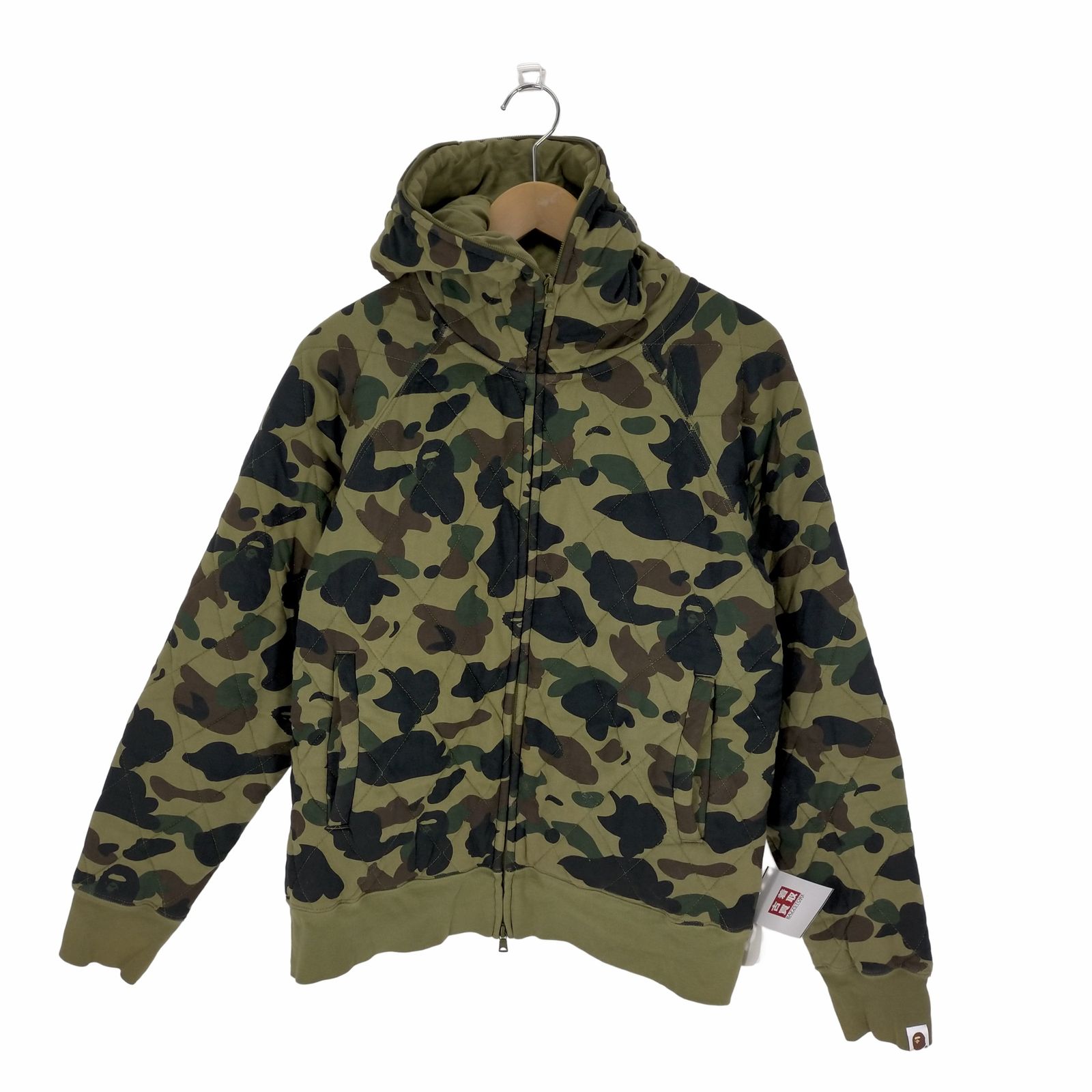 アベイシングエイプ A BATHING APE カモ柄 キルティングジップアップパーカー メンズ M