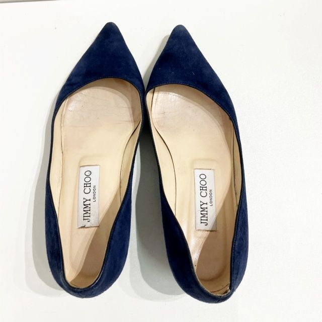 ジミーチュウ JIMMY CHOO パンプス スエードレザー ヒール 青