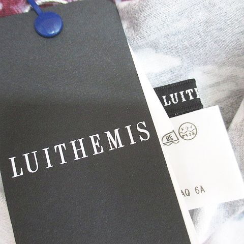 未使用品 ルイテミス LUITHEMIS 長袖 Tシャツ カットソー ロンT チュニック 44 灰系 グレー ストレッチ タグ付 総柄 レディース ルイテミス LUITHEMIS 長袖 Tシャツ カットソー ロンT
