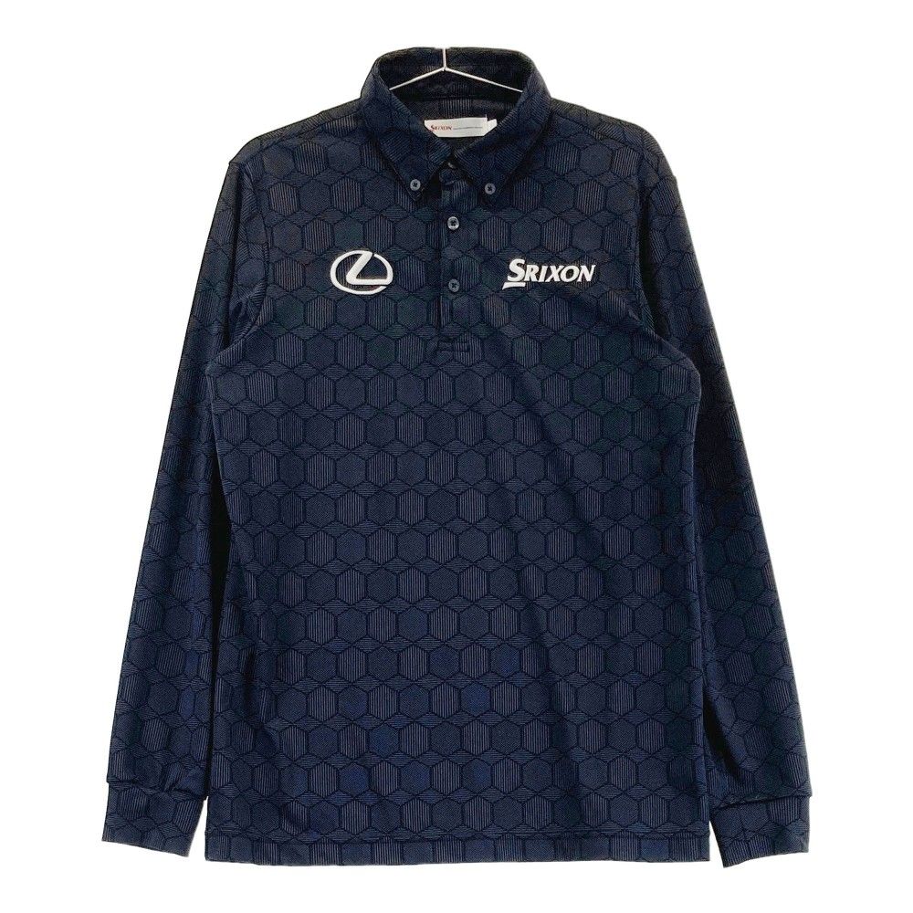サイズ：L SRIXON スリクソン ×LEXUS 2023年モデル 長袖ポロシャツ ボタンダウン 総柄 ブラック系 [240101336767]# ゴルフウェア メンズ ストスト