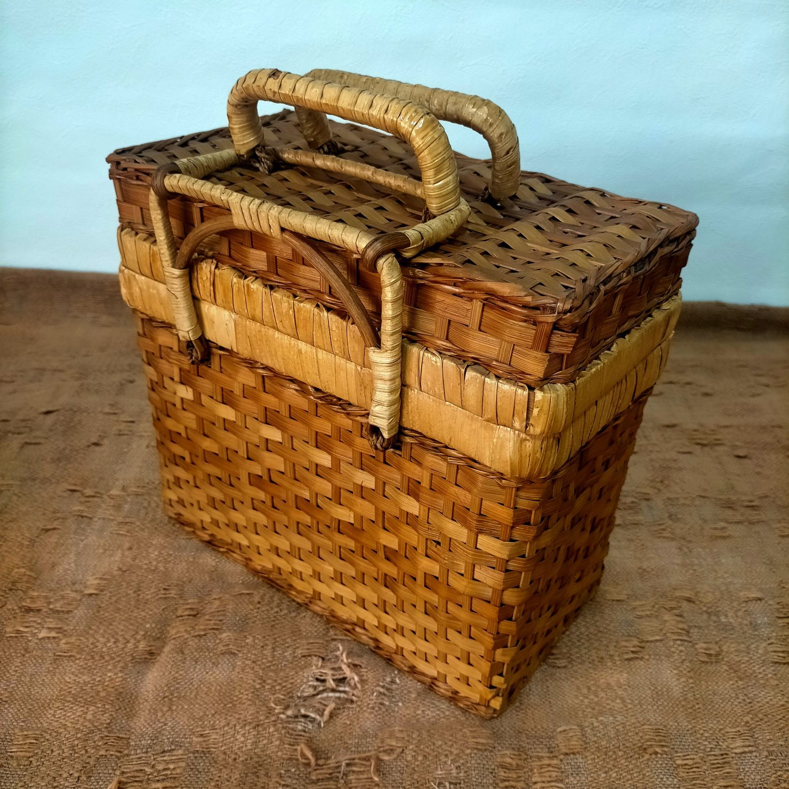レトロ ピクニックバスケット 昭和レトロ商品☆藤のバスケット 藤籠