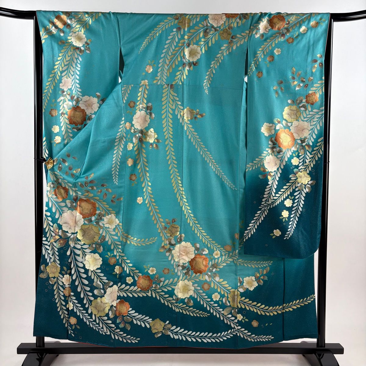 振袖 身丈158cm 裄丈65cm M 袷 辻ヶ花柄 草花 金銀彩 銀通し