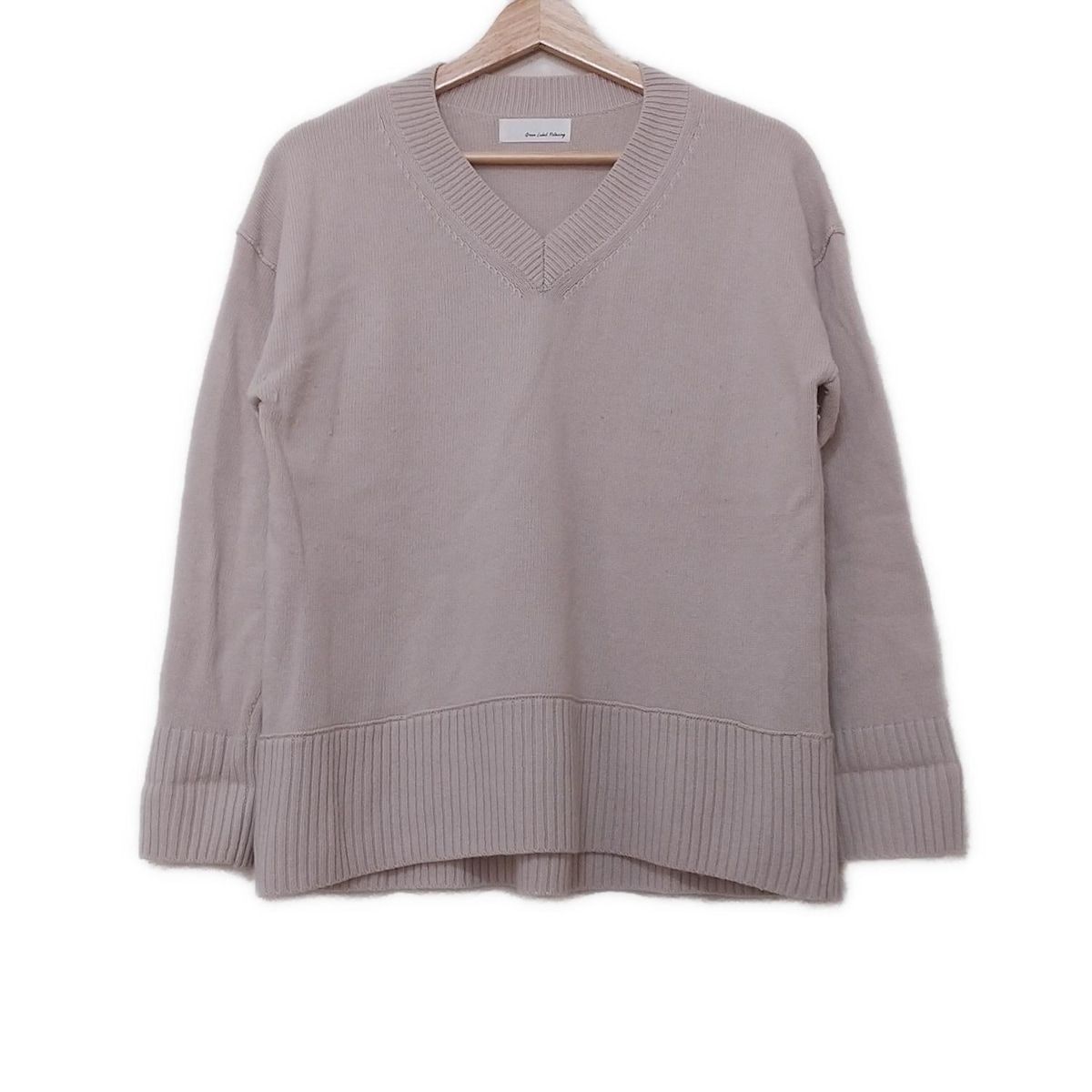 green label relaxing グリーンレーベルリラクシング 長袖セーター レディース - グレーベージュ Vネック