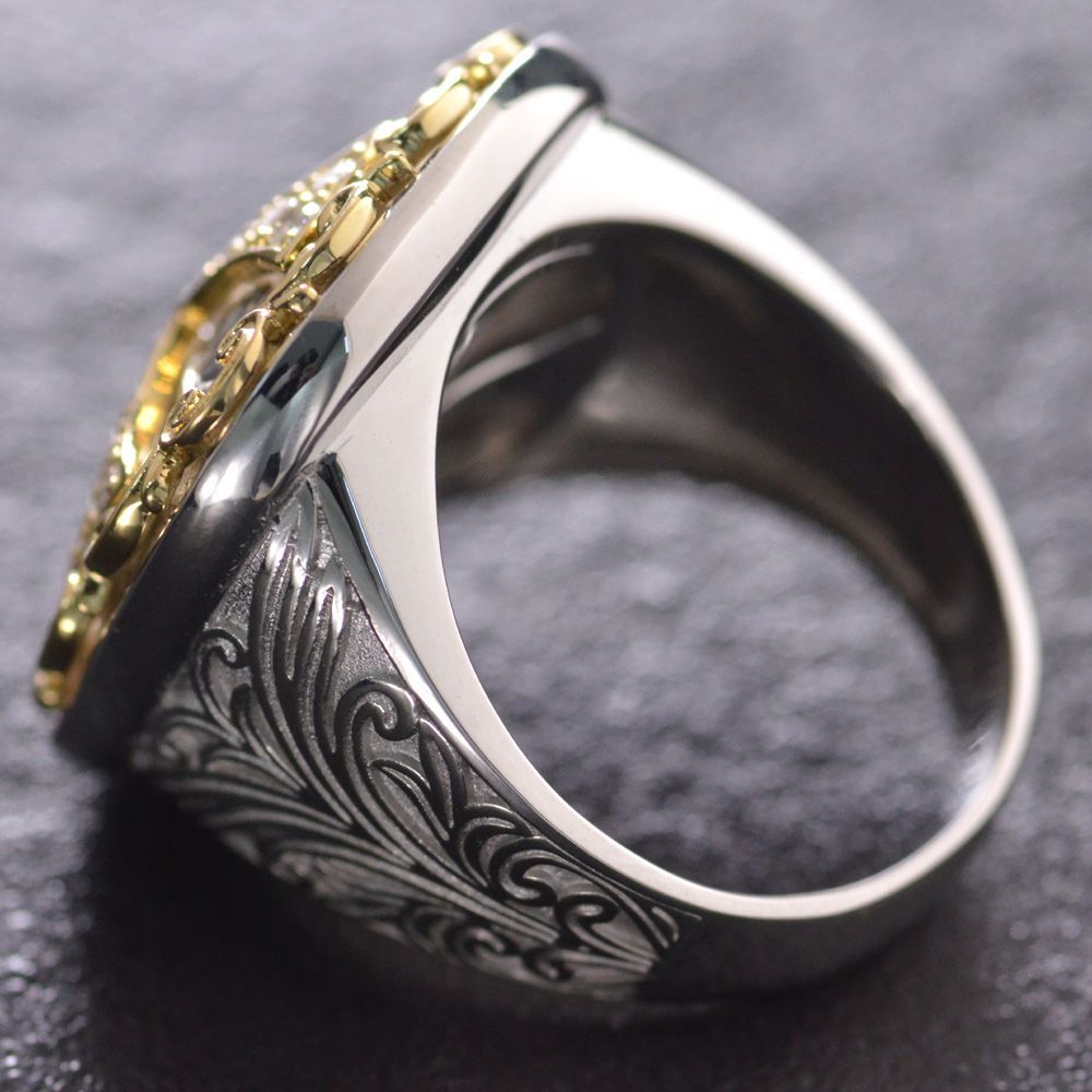 K18 ゴールド プラチナ900リング ダイヤモンド風 Pt K18コンビ ダイヤ