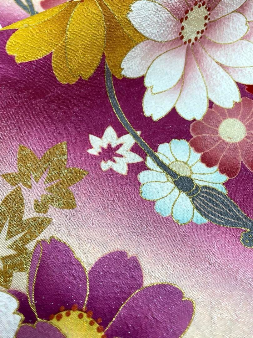 あ782)超豪華✨アンティーク振袖㊗️青緑の荒波文様 菊手刺繍 ③点