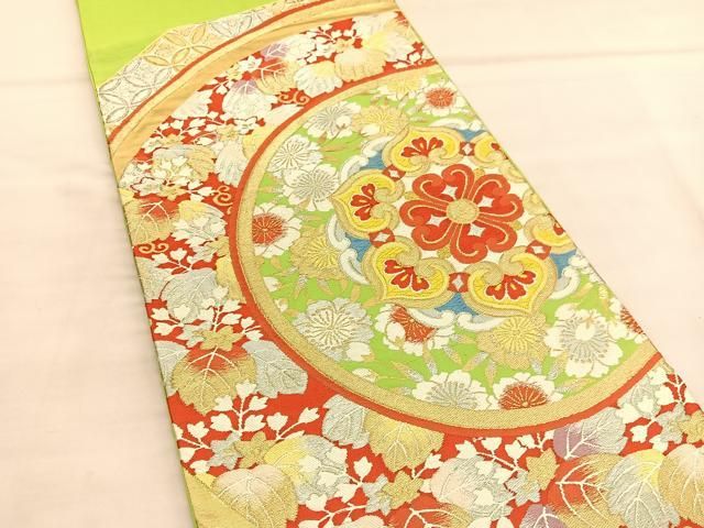 平和屋着物◎六通柄袋帯 唐織 宝相華桜桐文 金銀糸 正絹 逸品