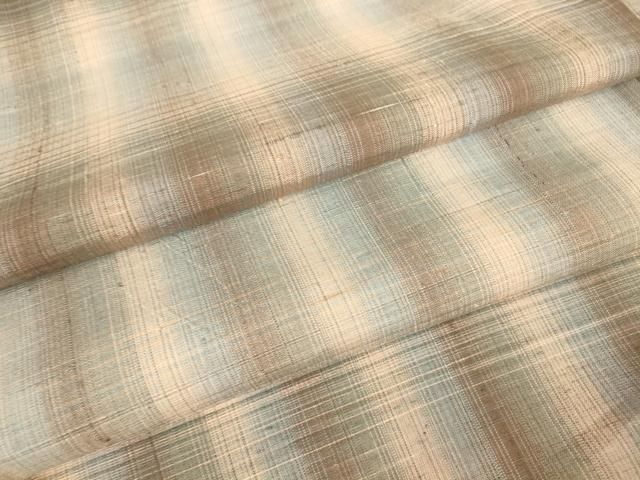 平和屋着物▽上質な紬 単衣 格子 正絹 DAAV5927az