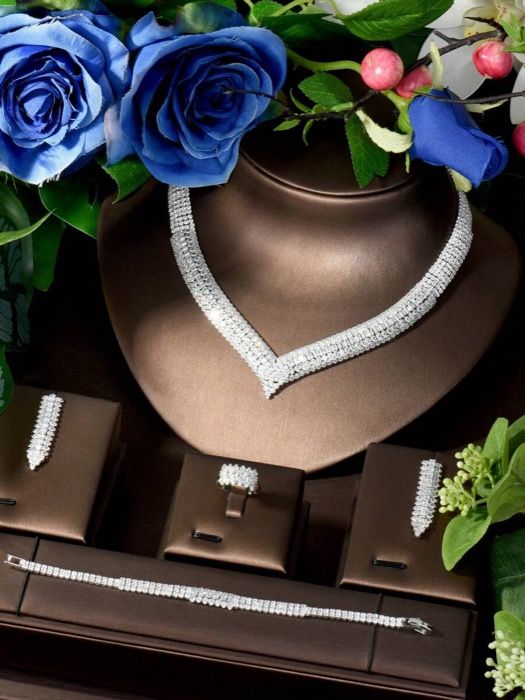 ジュエリー レディース セット 1セット ファッションジュエリーセット キュービックジルコニア ハート 幾何学模様 装飾 女性のパーティー装飾に適しています