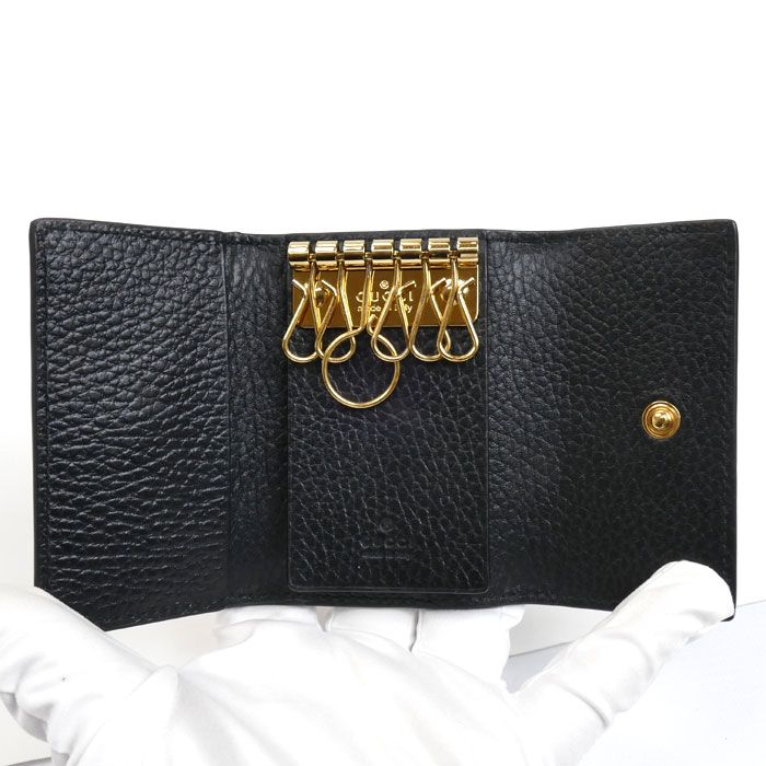 GUCCI グッチ GGマーモント キーケース ブラック×ベージュ 456118