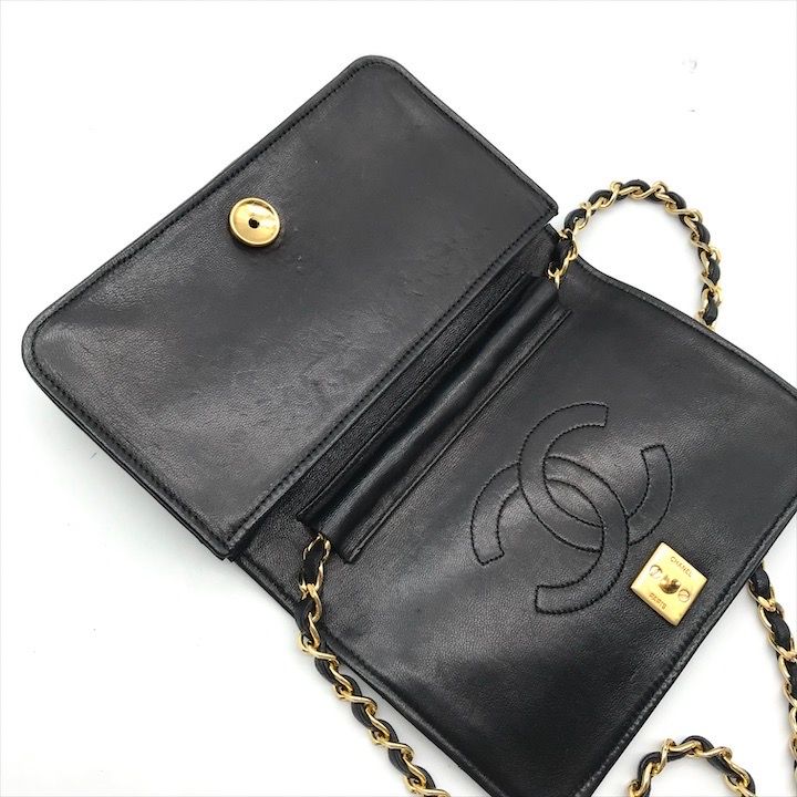 良品 CHANEL シャネル ココマーク ミニ マトラッセ ラムスキン  