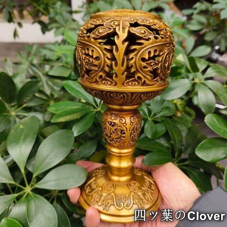 銅製 透かし彫り双鳳香炉 灯籠薫香炉 香道具 装飾品 公式 工芸品 置物