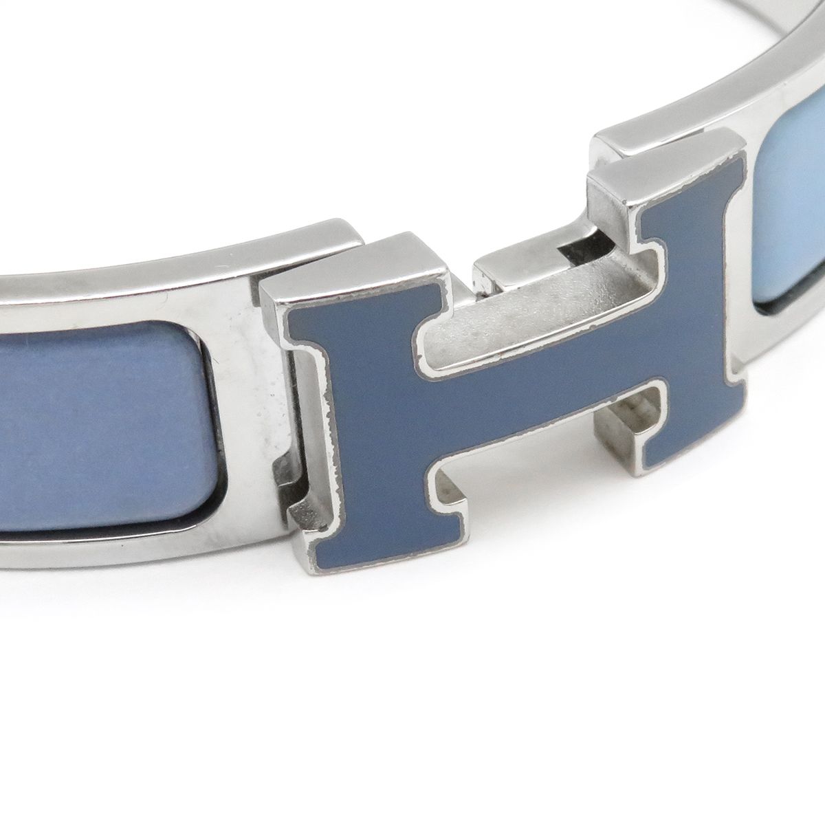 エルメス　クリックH 水色 HERMES エルメス ブレスレット クリックH PM メタル ブルー H