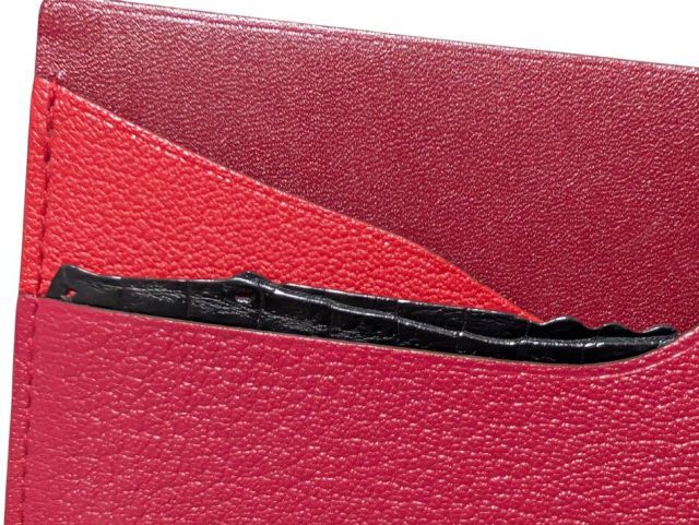 新品同様 エルメス カードケース プティアッシュ レッド系