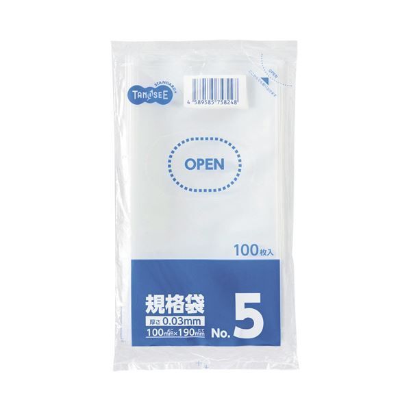 （まとめ）TANOSEE 規格袋 5号0.03×100×190mm 1セット（1