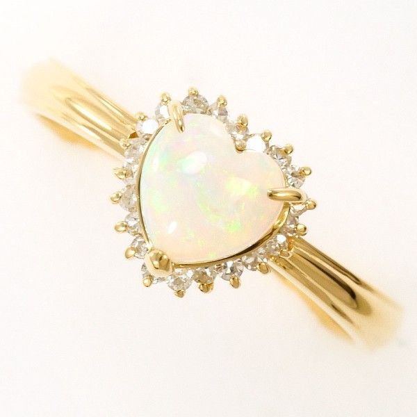 K18YG リング ring 指輪 11号 オパール 0.53 ダイヤ 0.11 総重量約2.1g