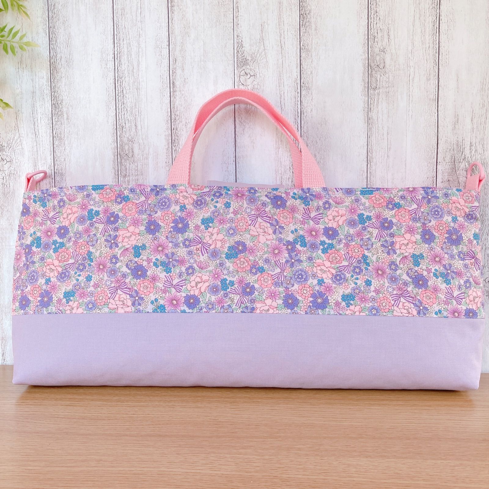 専用☆B1 花柄紫 上履き入れ ハンドメイド-