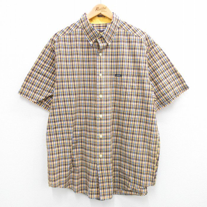 XL/古着 ラルフローレン チャップス 半袖 ブランド シャツ メンズ 90s ボタンダウン 黄他 イエロー チェック spe 24jun03 中古 トップス