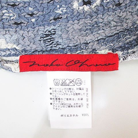 ノコオーノ NOKO OHNO 長袖 シャツ ブラウス 38 灰系 グレー 総柄 プリーツ加工 花 モチーフ レース ビジュー ボタン 伸縮性 レディース ノコオーノ NOKO OHNO 長袖 シャツ ブラウス 38 灰系 グレー 総