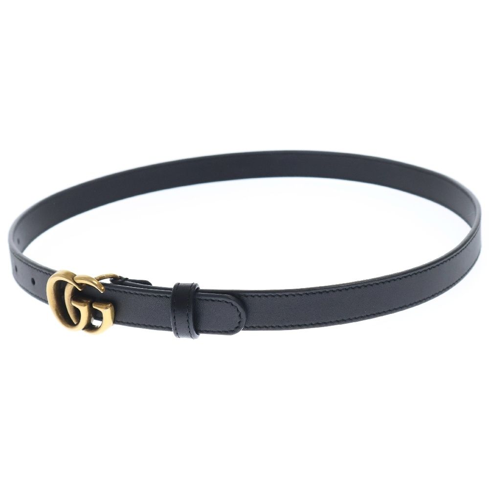 GUCCI (グッチ) GGマーモント ダブルGバックルレザーベルト ブラック