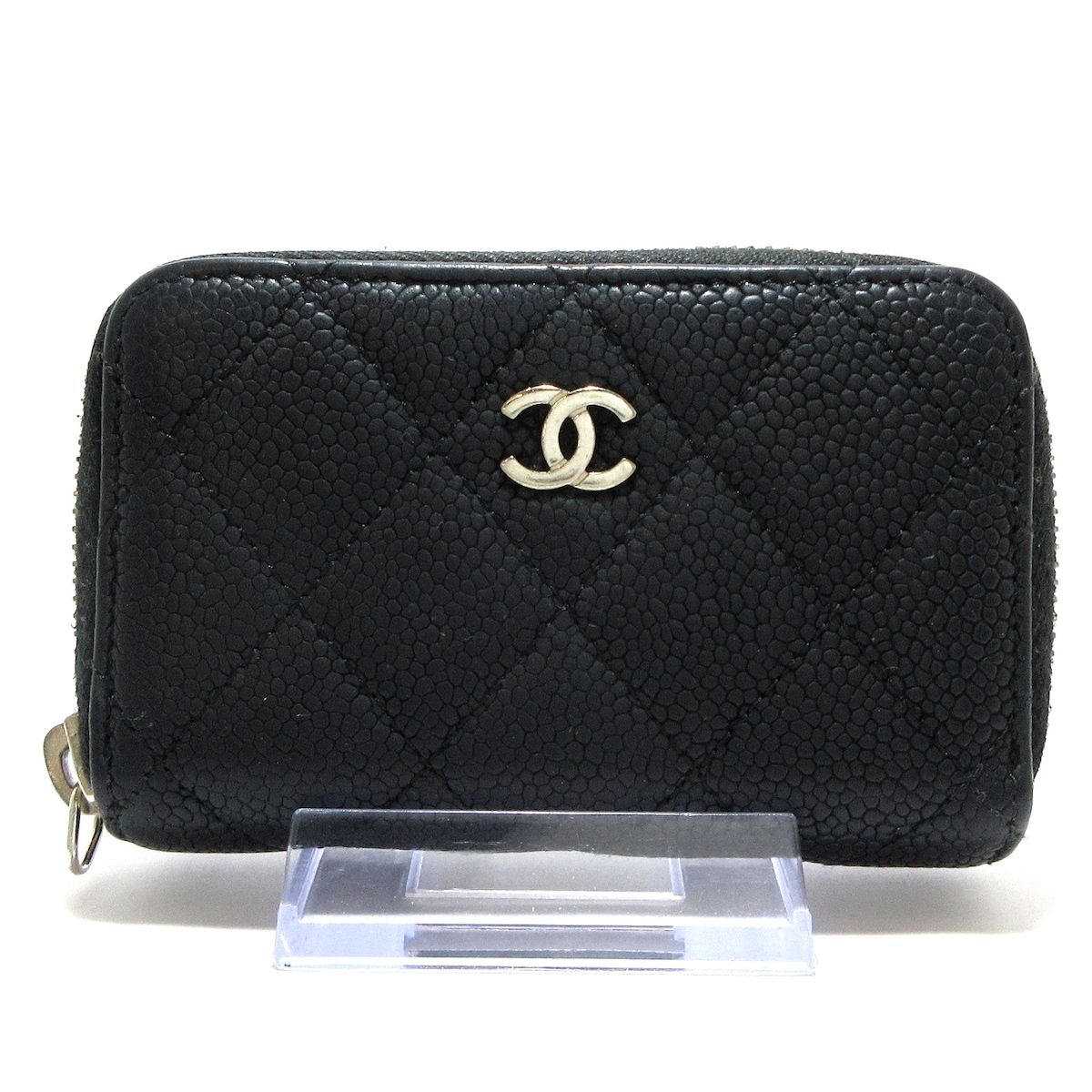 CHANEL(シャネル) コインケース マトラッセ 黒 シルバー金具/ラウンド 