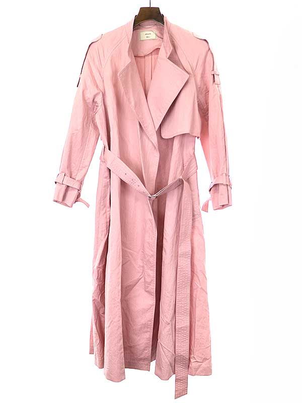 ebure ロンハーマン別注 トレンチコート ピンク ebure エブール 22SS Ron Herman別注 Wrinkle Cotton Collarless