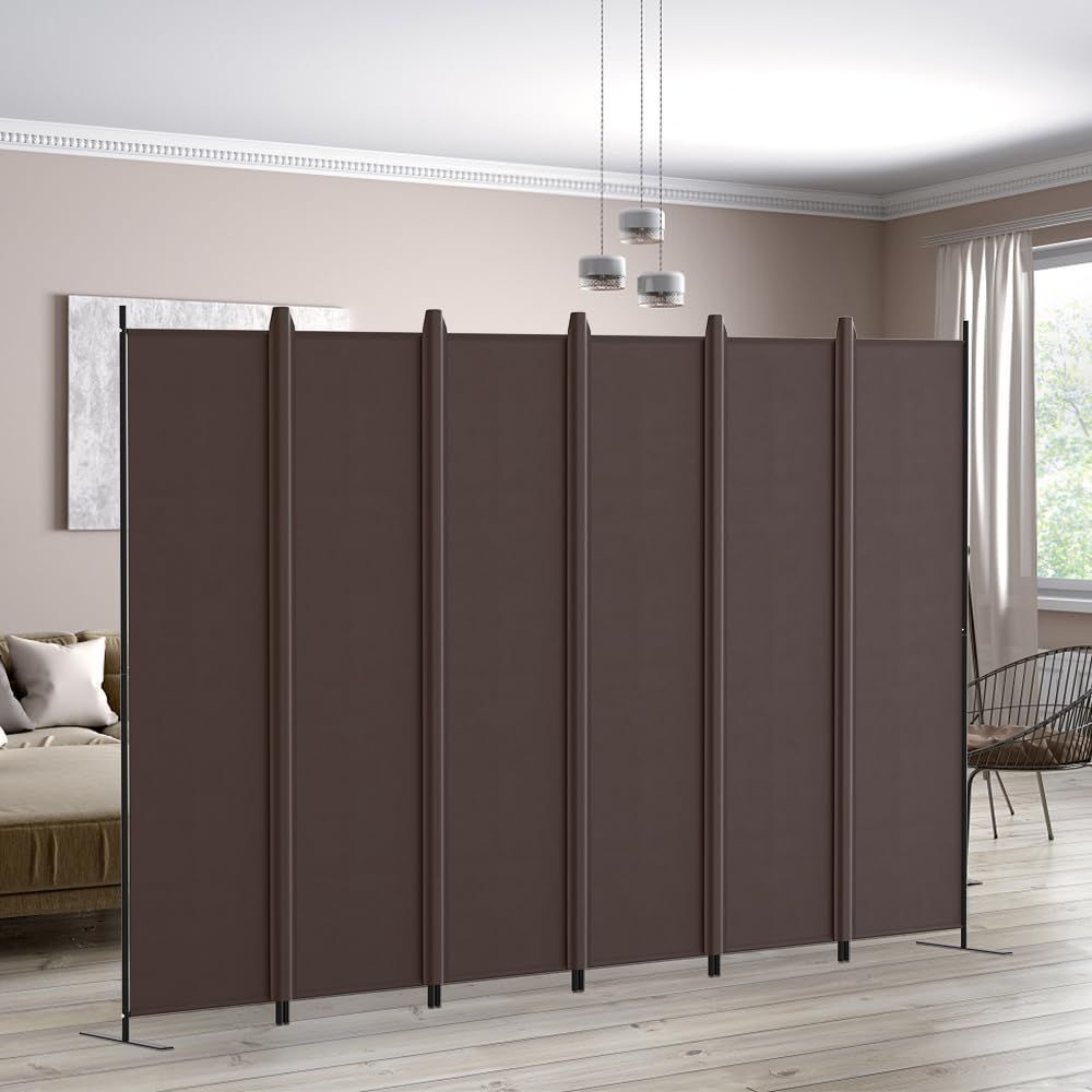 KELIXU パーテーション 間仕切り 6連 自立式 衝立 カバーストリップ付き 高さ1.8m×幅3m 布タイプ 折りたたみ 仕切りパネル 軽量 クロスパーテーション 目隠し 屏風 おしゃれ 組み立て簡単 部屋 オフィス 会議室 ブラウン WWW_KANDAIZUMI_COM