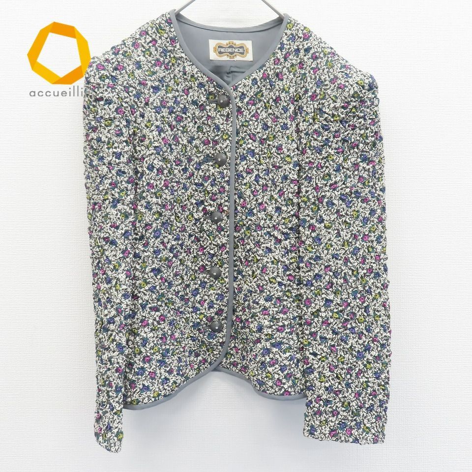 REGENCE レジァンス ノーカラー ジャケット ビーズ 花柄 デザイン  